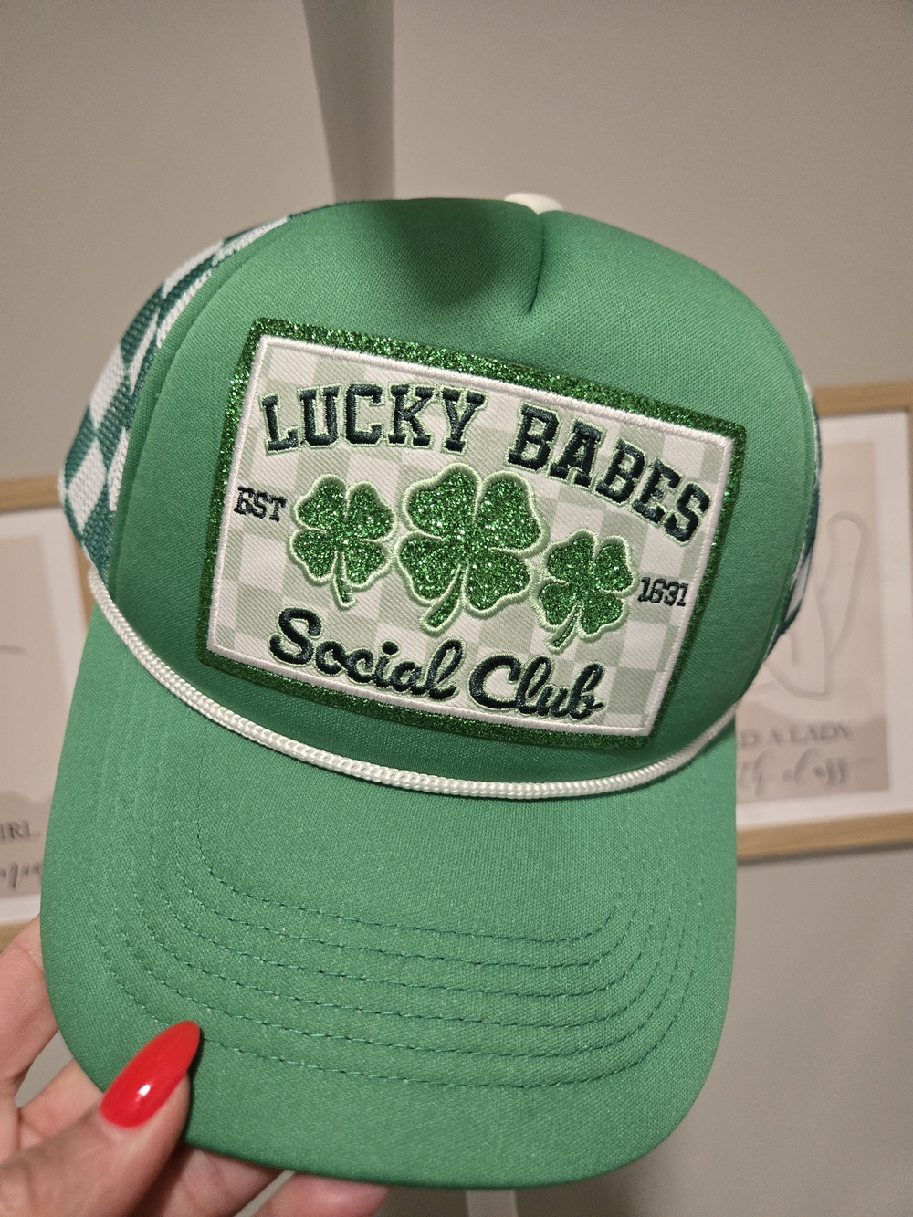 Lucky Babes Social Club Green Trucker Hat